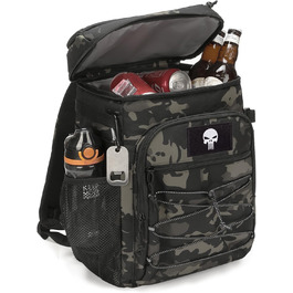 Тактичний рюкзак-холодильник 25L, витримує витоки, міцний, великий ланч-рюкзак, водонепроникний, для чоловіків, жінок, роботи, подорожей, кемпінгу, пляжу та піших прогулянок, чорний камуфляж