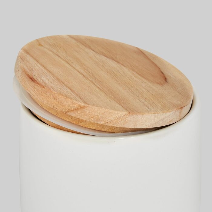 Керамічні банки для зберігання 2 штуки - Набір Mness aptieka з дерев'яною кришкою Sweet Scandi, кришкою з гумового дерева, коробками для зберігання, коробками для зберігання продуктів (набір з 4 шт рожевий/білий)