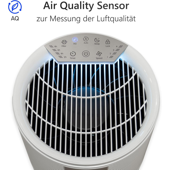 Повітряочисник FeinTech для курців з активованим вугільним фільтром, HEPA 13, до 45 м², для алергіків, проти запахів, пилу, пилку, шерсті тварин та Aerosole, FLR00100