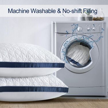 Подушки для сну 40x80 см, 2 шт. Набір подушок для тих, хто спить на боці, подушки для шиї, ортопедичні з преміум-мікрофібровим наповнювачем, дихаючі, м'які та підтримуючі (Темно-синій, 80 x 80 см, 2 шт.)