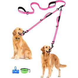 Подвійний повідець для собак PetBonus 58-81 см з 4 ручками рожевий
