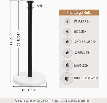 Тримач для паперових рушників KES з мармуру та нержавіючої сталі SUS304, підстільний, чорний, 14 см