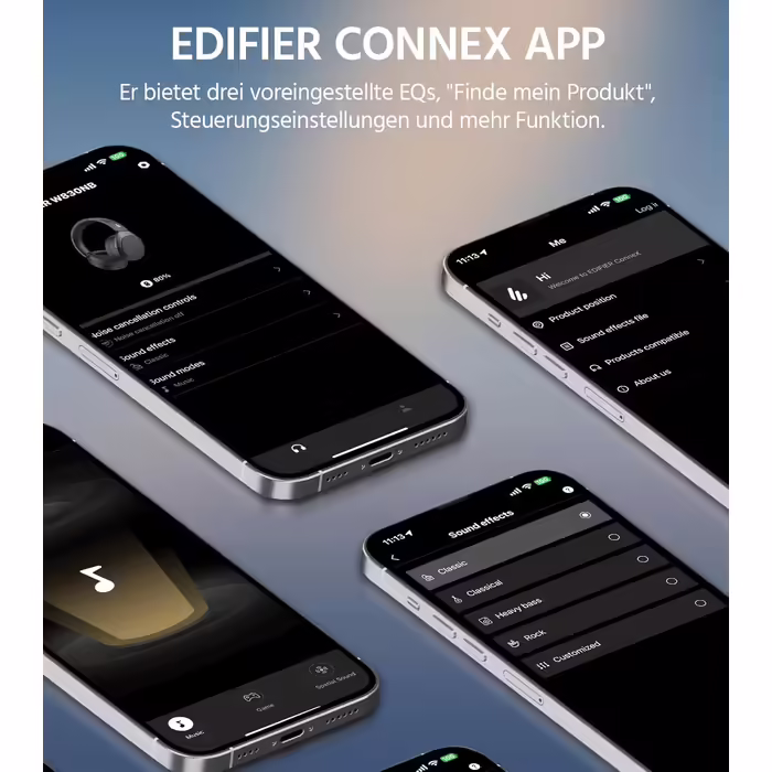 Бездротові накладні навушники Edifier W830NB, ANC -45 дБ, акумулятор 94 години, LDAC, просторове аудіо, BT V5.4 (сірий)