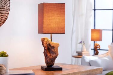 Лампа Driftwood Lamp HYPNOTIC Настільна лампа Унікальна з білизняним абажуром (коричневий)