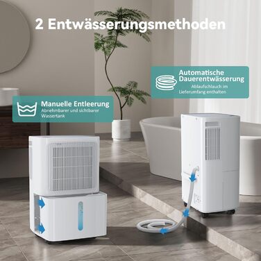 Електричний осушувач повітря Leenon 16L для підвалу, квартири, ванної кімнати. Тиха робота 36dB, режим сну, таймер 24H, сушка білизни, автоматичний перезапуск, 35м²