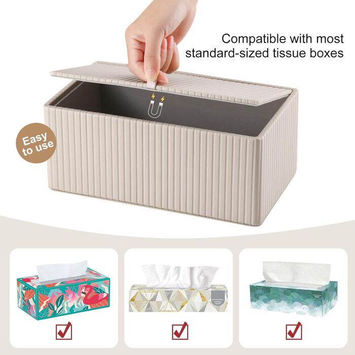 Скляниця для серветок KINGFOM, бежева, прямокутна, з PU шкіри – декоративна скляниця для серветок для вітальні, ванної кімнати та офісу