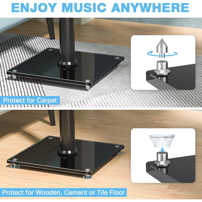 Підставка для колонок 5Rcom з кабелепроводом, регульована по висоті, пара. Підходить для саундбарів, студійних моніторів та колонок. Максимальне навантаження: 5 кг