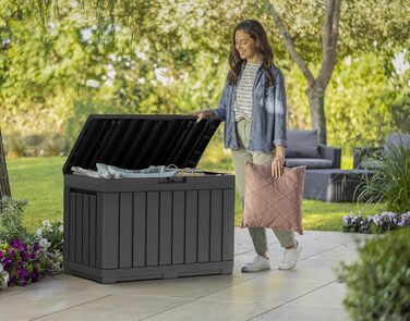 Ящик для зберігання садовий Koll Living Kentwood 190л антрацит - для подушок, інструментів, іграшок - водонепроникний, вентильований