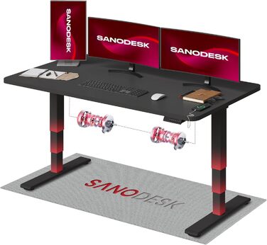 Регульований стіл Sanodesk 160x80 см, білий+ahron, електричний, ергономічний, з двомоторним підйомником
