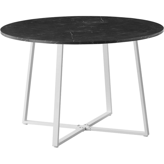 Столовий стіл DUBI Möbel NOA, круглий 110x110 см, для кухні та їдальні, індустріальний стиль, бетонний вигляд, 11216-US-BETO (Marmor-weiß)