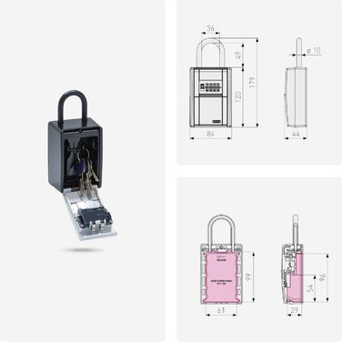 ABUS KeyGarage 797 LED - ключова скринька з замком для кріплення - з підсвічуванням цифр - для ключів та дрібних цінних речей - чорно-срібна (Big)