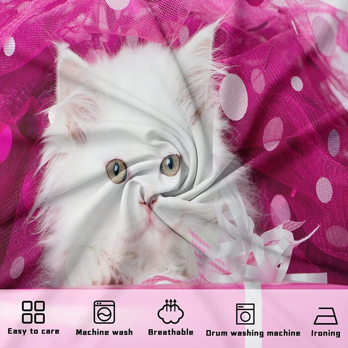 Комплект постільної білизни MIQEBX з милим котом, 135x200 см для дівчаток і хлопчиків, 3D рожеве підодіяльник з мікрофібри для домашніх тварин, забавний Комплект постільної білизни з принтом домашніх тварин, декор для дитячої кімнати, рожеве підодіяльник,