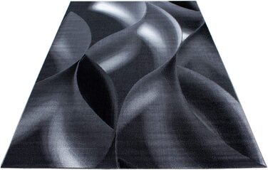 Домашній килим з коротким ворсом, килим для вітальні з візерунком тіней, світло-сірий в дрібну клітку, Розмір (120x170 см, чорний)
