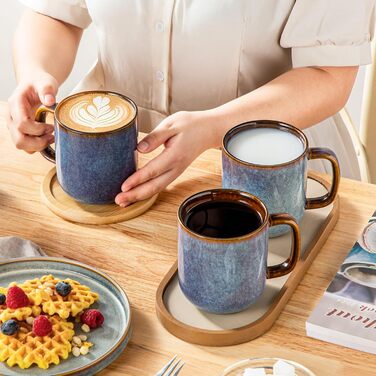 Набір посуду Vancasso Steingut 24 елементи, на 8 осіб: тарілки, салатники, миски. Серія ONION (блакитний), дизайн 