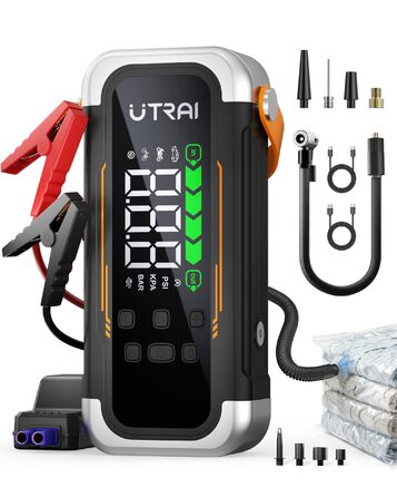 Powerbank Starthilfe UTRAI з компресором та вентилятором для авто, 6000A, LED, PD 30W, для бензинових та дизельних двигунів (10L)
