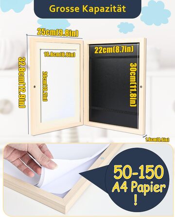 Рамка для дитячих малюнків Ciscle A4, 2 шт., дерев'яна, з фронтальним завантаженням, для школи та дому