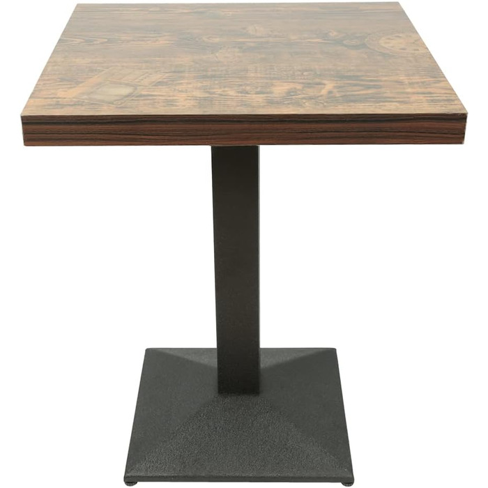 Стол кухонний Homewell квадратний на одній ніжці, 60x60x75 см, коричневий (вінтажний дизайн годинника), для 4 осіб