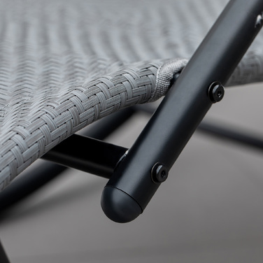 Крісло-гойдалка, шезлонг з підголовником для саду, маятникове крісло, витримує до 160 кг, Textilene, сірий колір, розмір 61 x 160 x 79 см