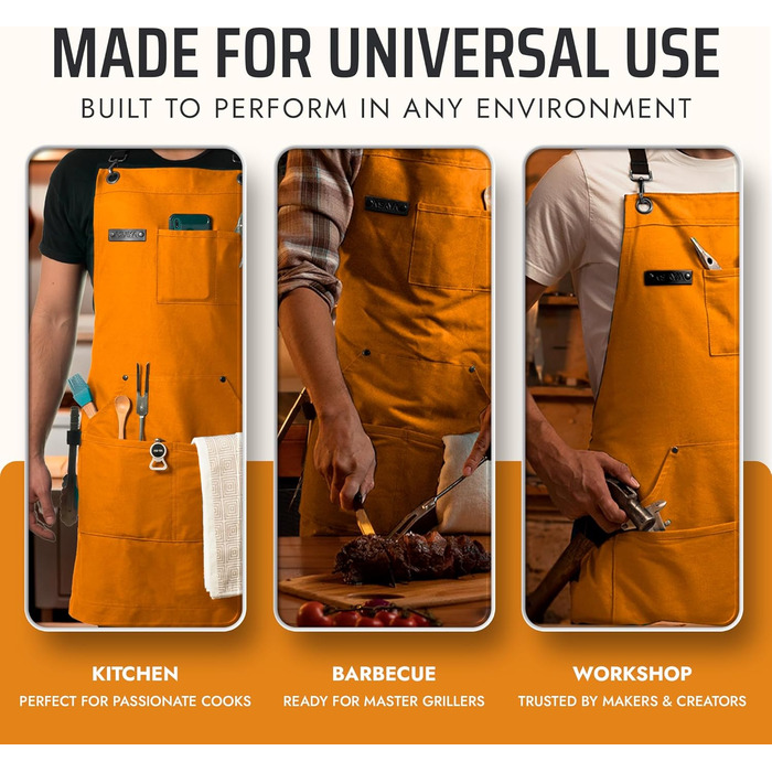 Фартух кухонний Asaya для жінок та чоловіків + рушник та відкривачка для пляшок – 284 мл, канвас (помаранчевий/червоний, зигзаг (Sunset Chevron))