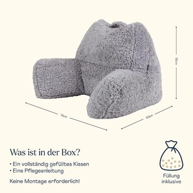 М'яке крісло-подушка для читання з підставкою для спини, Ведмедик, Сірий (1 шт.)