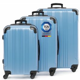 Набір валіз FERGÉ QUÉBEC з ABS-пластику, 3 предмети (ручна поклажа, L, XL), колір Ice-blue