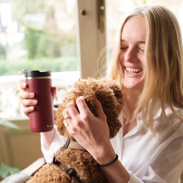 Термокружка Aladdin Barista Java з нержавіючої сталі 0.47L - Leak-Lock, для кави To Go, зберігає тепло 4 години, BPA-Free, придатна для миття в посудомийній машині (355 мл, Бордовий)