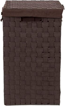Кошик для білизни RAN6892 Stan з кришкою, ручками, плетіння з металевим каркасом, знімний вкладиш з льону, 30 x 30 x 50 см, Коричневий, Шоколадний, 30 x 30 x H.50 см