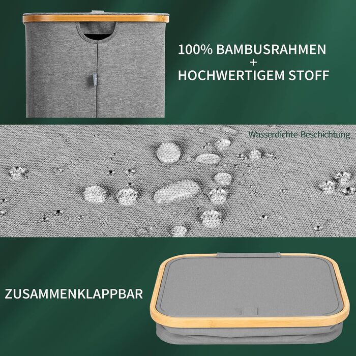 Кошик для білизни з кришкою Tiklife, 100 л, сірий - кошик для одягу, мішок для білизни, сортер для білизни, коробка для білизни, складаний