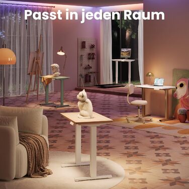 Регульований стіл HUANUO з підйомною механізмом, 4 пам'яті висоти, для дому, офісу та комп'ютера, стоячий стіл, колір: світло-волоський горіх, розмір: 160 x 80 см