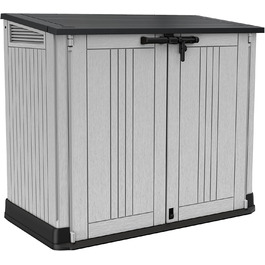 Keter Store It Out Nova пластиковий садовий сарай, 132x71,5x113,5 см, 880 л, для 2 сміттєвих баків по 120 л, вуличний, захист від негоди, замикається, світло-сірий