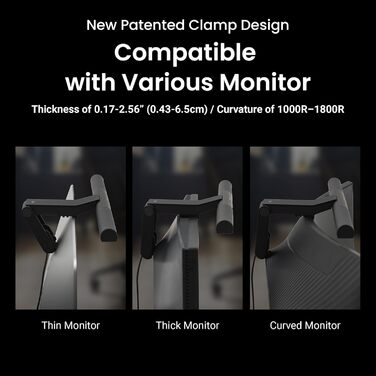 BenQ ScreenBar Pro – LED лампа для монітора: без відблисків, авто вкл/викл, універсальна кріплення, широке освітлення, регулювання кольору та яскравості, автоматичне регулювання, чорний колір