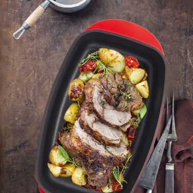 Каструля для тушкування Relaxdays з кришкою, червона