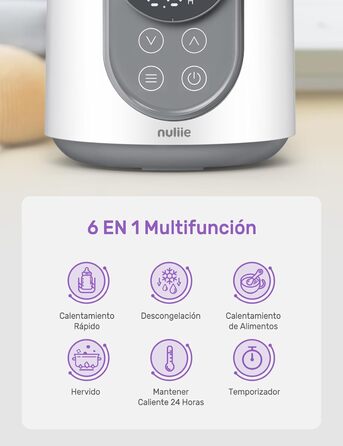 Електричний підігрівач для пляшечок Nuliie 6-в-1: для грудного молока та сумішей, з регулюванням температури та автовимкненням, 220V