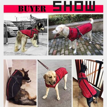 Куртка для собак Hmpet, вітрозахисна жилетка для собак, тепле пальто для собак з рефлекторними смужками, одяг для собак Kate's weather, для собак середнього розміру, червоний, (XS, чорний)