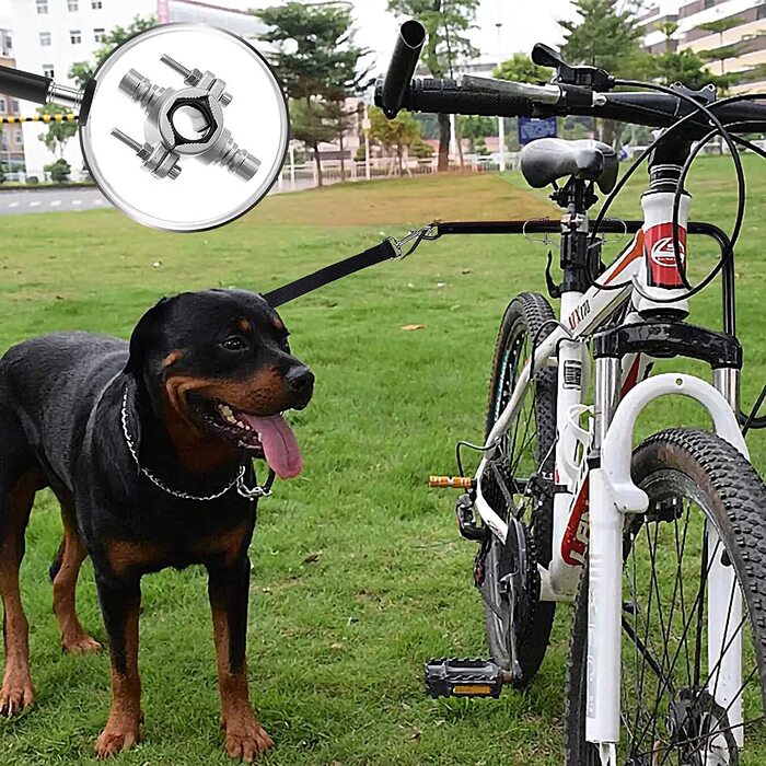 Велосипедний повідець для собак, 180велосипедне кріплення для собак, для 2 собак модернізований повідець для собак без допомоги рук, тренажер для домашніх тварин для прогулянок, бігу та їзди на велосипеді (D)