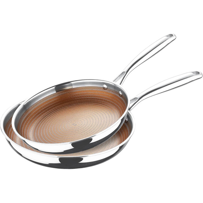 Набір сковорідок MasterPRO GIRO 2 шт. (20см & 24см) з антипригарним покриттям ILAG, нержавіюча сталь, для індукції та духовки, без PFAS/PFOA/PTFE