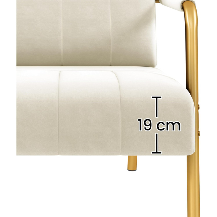 Диван Yaheetech з підлокітниками та металевими ніжками, сучасний двомісний диван з 2 подушками для попереку, бежевий, 143.5 x 71.5 x 75.5 см