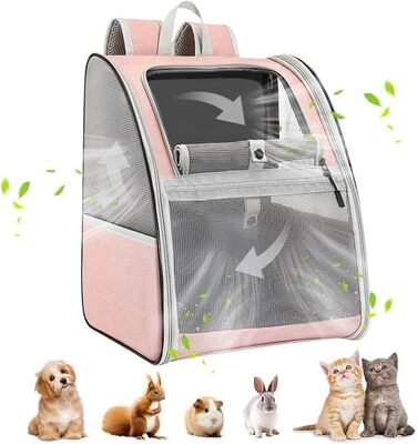 Рюкзак для котів Pawaboo, собачий рюкзак для котів собак цуценят з вікном, рюкзак для домашніх тварин, рюкзак для котів собачий рюкзак з дихаючою сіткою для піших прогулянок - Рожевий, до 10 кг