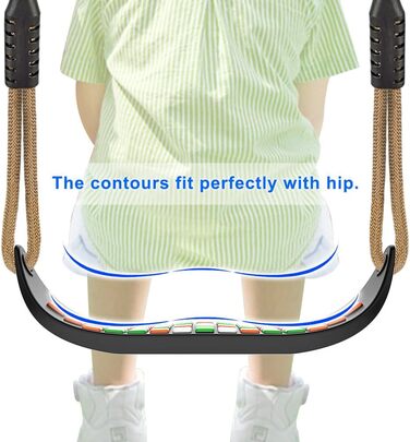 Гойдалка садові SELEWARE з міцним сидінням, 2м регульованим канатом та 2 карабінами, чорна (квадратне сидіння)