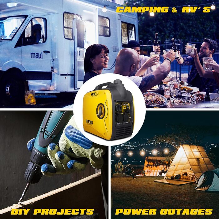 Бензиновий генератор Aceup Energy Inverter 3400W з інвертором, 230V/12V, USB, цифровий дисплей, 4-тактний, 23кг. Для дому, кемпінгу, відпочинку на природі.