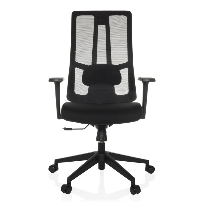 Офісне крісло / Крісло з поворотним механізмом TRAMORE BASE з тканиною для сидіння / сіткою для спинки, чорного кольору, hjh OFFICE