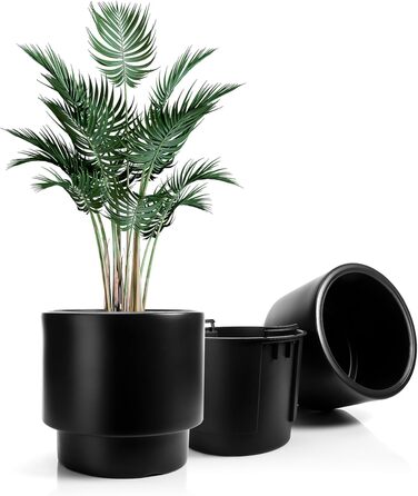 Квітчанка BigDean: стильний горщик з підставкою, діаметр 40 см, чорний, міцний пластик, Made in Europe