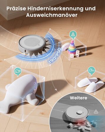 Робот-пилосос LEFANT M310 Ultra з вологою тканиною, лазерною навігацією ToF, потужністю 6000Pa, 7.9 см заввишки, розпізнавання килима, ідеальний для шерсті тварин та твердих підлог, керування через додаток/Alexa, сірий колір