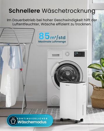 Електричний осушувач повітря Pro Breeze 20L - для дому, від вологи та цвілі, з функцією прання, таймером, фільтром, смарт-додаток, до 35 м²