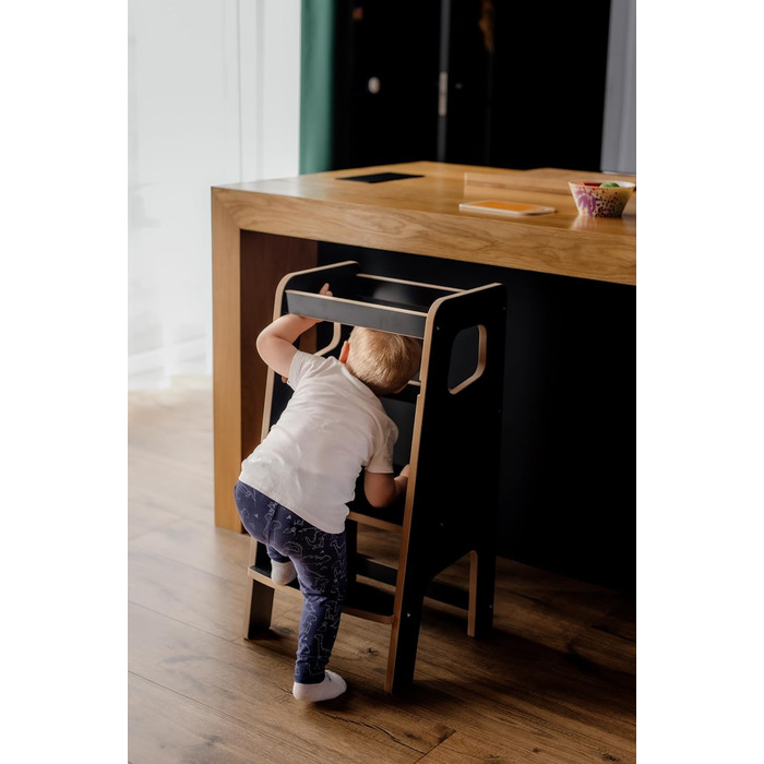 Стілець-сходинка Монтессорі для дітей з перекладинами – білий кухонний помічник, безпечний та надійний, з фіксатором, регульована висота, улюблець батьків, сучасний та стійкий Model 4 - Білий (Model 3 - Чорний)