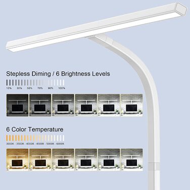 Світлодіодна настільна лампа з регульованою яскравістю, настільна лампа для домашнього офісу, офісне освітлення зі світлодіодним підсвічуванням потужністю 24 Вт, лампа для захисту очей з регульованою яскравістю і 6 колірними режимами, робочий світильник з