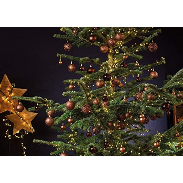 Набір з 14 різдвяних ялинкових куль WOMA - 50 і пластикові різдвяні кулі - золоті, срібні, червоні, бронзові / мідні і багато інших. - Прикраси для різдвяної ялинки і ялинкові прикраси (50, коричневого кольору)