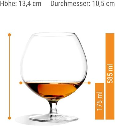 Набір келихів для коньяку Stölzle Lausitz Cognacschwenker I 585 мл, 6 шт. I Склянка з кришталю без свинцю, висока якість, придатна для миття в посудомийній машині