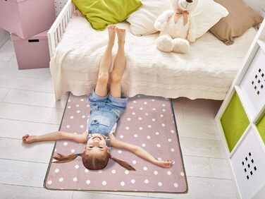 Килимок дитячий Primaflor в горошок - Punto - Пастельно-рожевий, Якісний і простий у догляді килимок для дитячої та дитячої кімнати, Ігровий килимок для дівчаток і хлопчиків (140 х 200 см, рожева пастель)