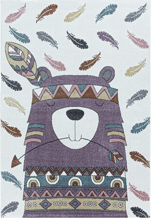 Домашній дитячий килим з коротким ворсом дизайн у вигляді індіанського ведмедя дитяча ігрова кімната дитяча кімната висота ворсу 8 мм М'який прямокутний круглий бігун колір розмір (160x230 см, фіолетовий)
